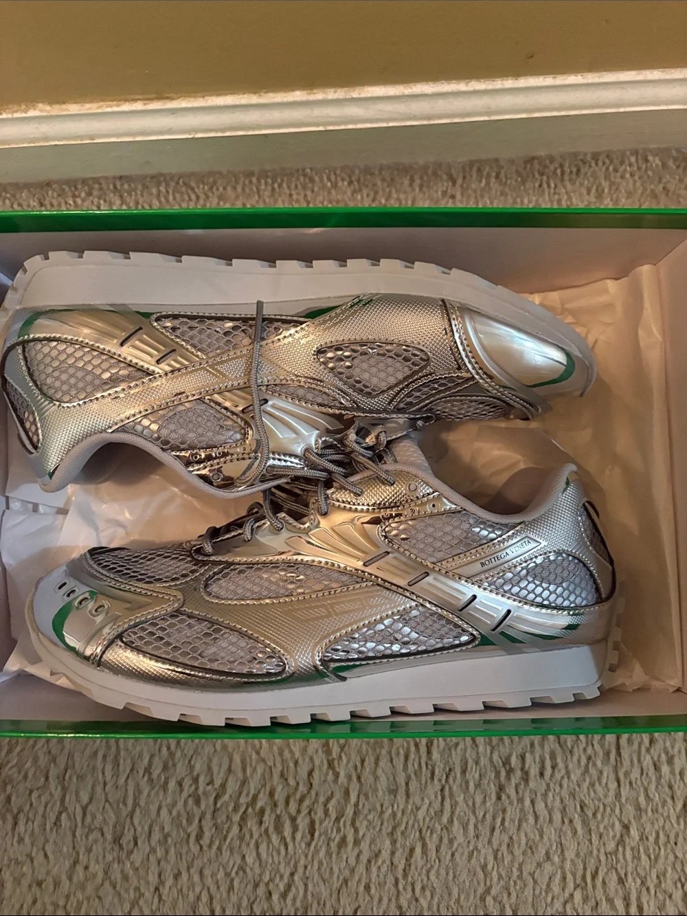 Mens Silver Mesh Athletic Sneaker